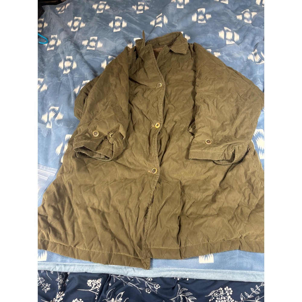 Paul Stuart Italy Olive Green Quilted Barn Coat Jacket Women Size Large L